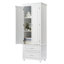 Grande armoire de rangement blanche avec deux tiroirs pour la salle de bain ou le bureau, maximisant l'espace et l'organisation