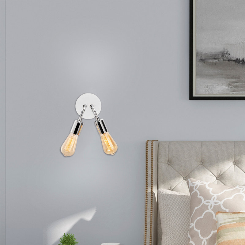 Modern Chrome Wall Lamp| Metal Body, 2 x E27 Max 40W Socket | Elegant Silver Design, IP20 Rated | Perfect for Living Room, Bedroom, & Office Lighting | Stylish & Functional Home Décor