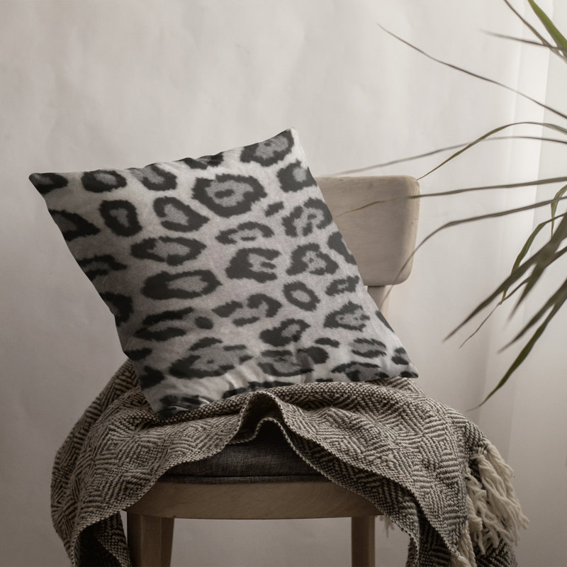 Animal Print Reversible Throw Pillow, 20" x 20", Animal Print, Gray/Silver