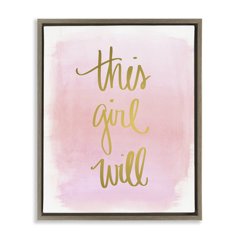 "This Girl Will on Pink", art mural sur toile flottante par Anna Quach, Cadre flottant orme Montalcino, H 31 po x l 25 po