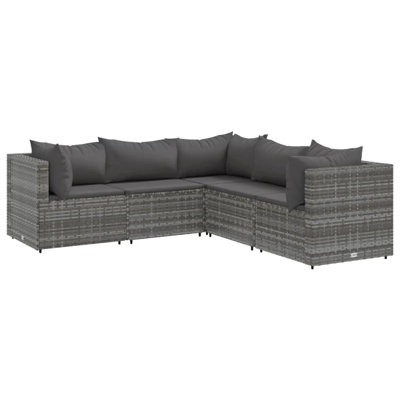 5 Piece Patio Lounge Set With Cushions Poly Rattan by Latitude Run