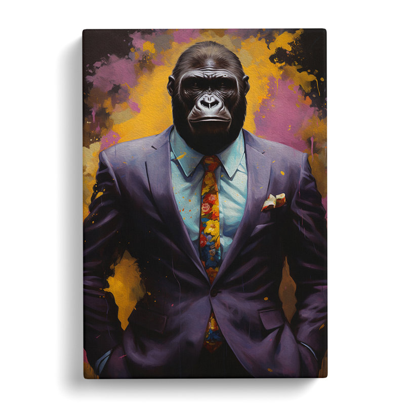 Gorilla in a Suit Painting No.4 - Wrapped Canvas, 50cm H x 35cm W x 3cm D