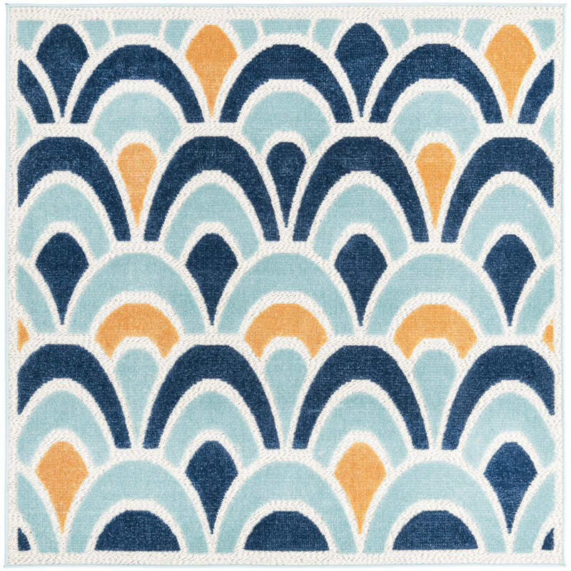 Tapis intérieur / extérieur Hayworth - bleu, Carré 5 pi 3 po