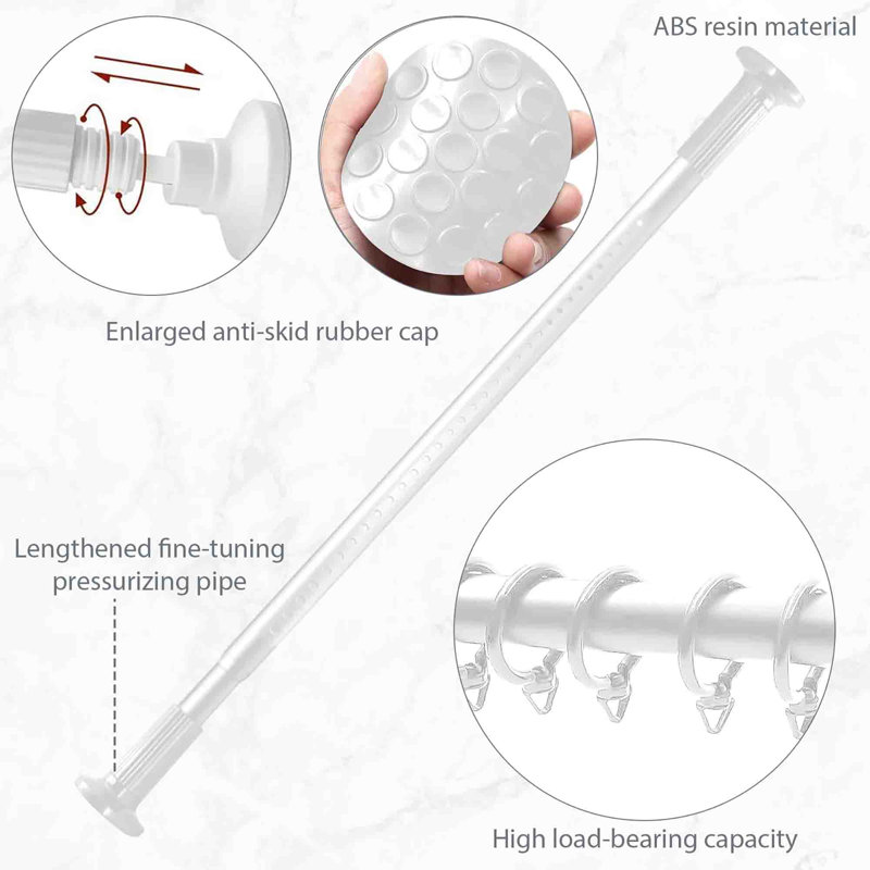 377cm Straight Shower Curtain Pole, White