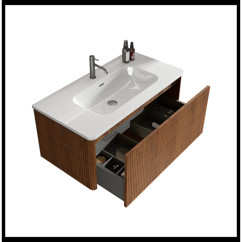 Ambriel 35.80'' Single Bathroom Vanity with Ceramic Top
