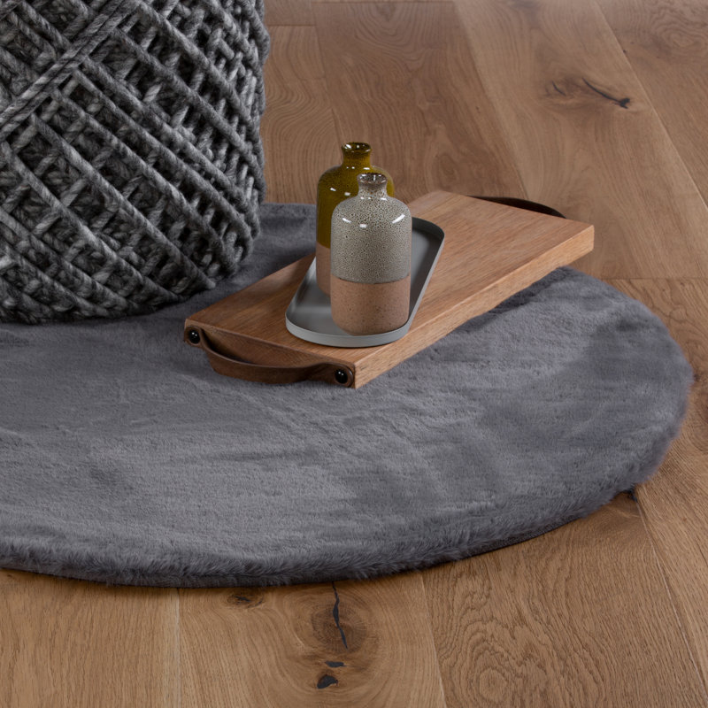 Cha Cha Hand Tufted Area Rug, Grey/Brown/Blue, Round 80cm