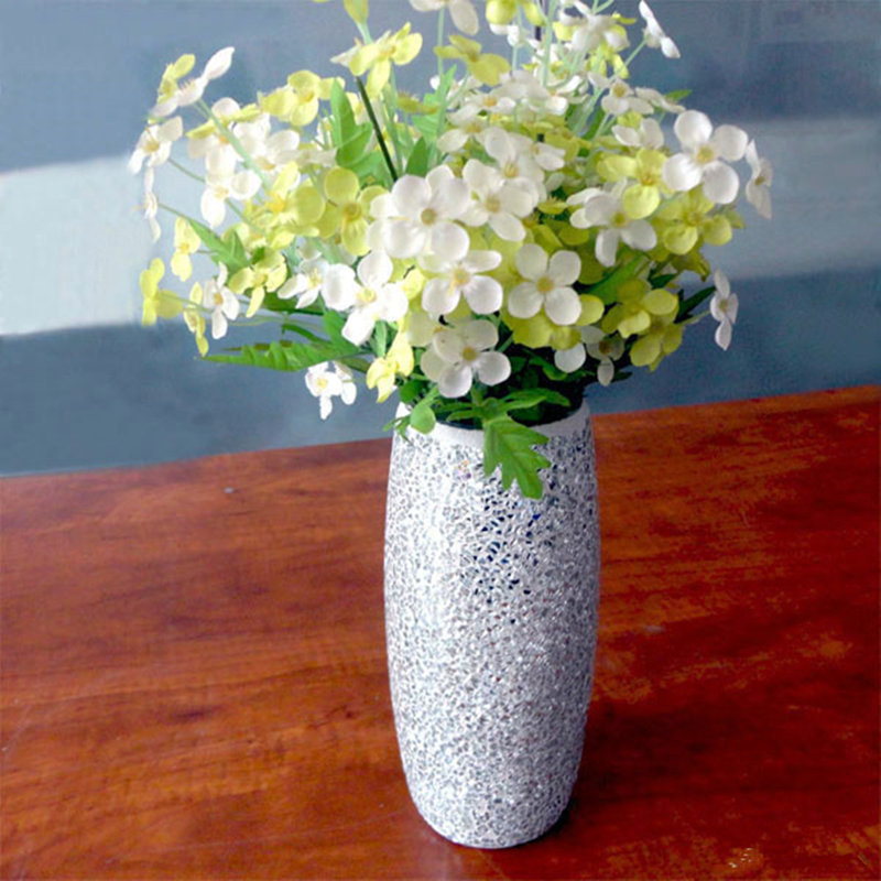 Thornton Handmade Glass Table Vase, White Silver 