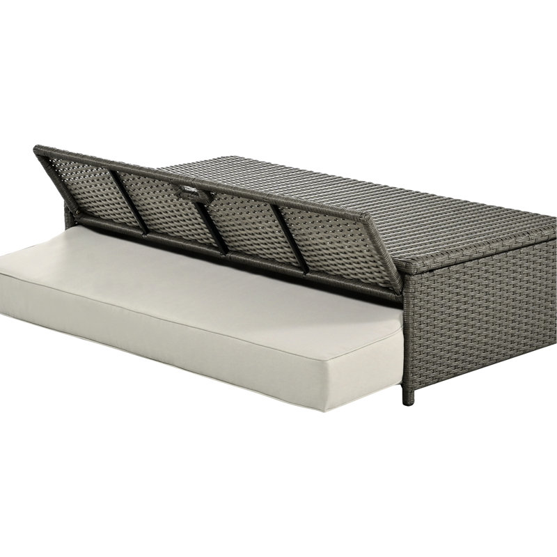 2 Pe Reclining Lounge, Gray, Adjustable Back, With Comfortable And Water- Fabric Covers Chaise Lounge For 2, Protected Cushions