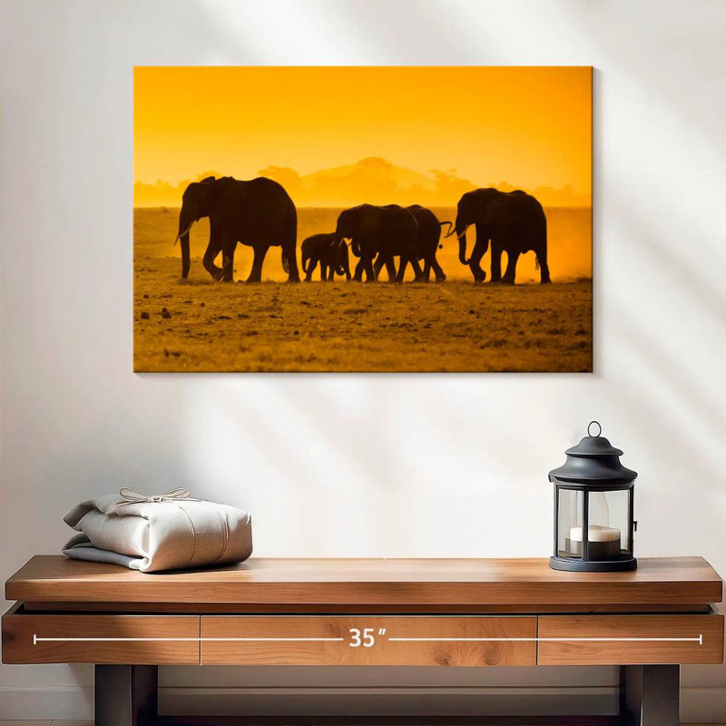 Crowle African Elephant Silhouettes, 16" H x 24" W