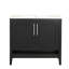 36" Bathroom Vanity With Ceramic Sink, Black Solid Wood & , Functional Storage Areas, Modern Cabinet, Assembly Required Sink - Cabinet Practical Function