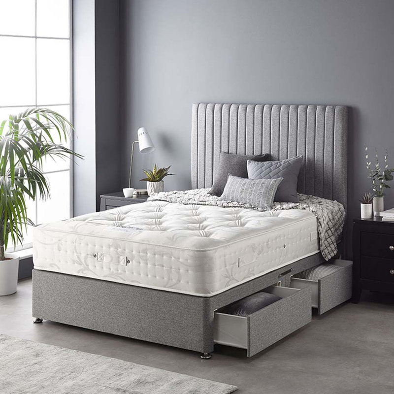 Soho Divan Bed Set, 2 Drawers, Super King (6'), Grey