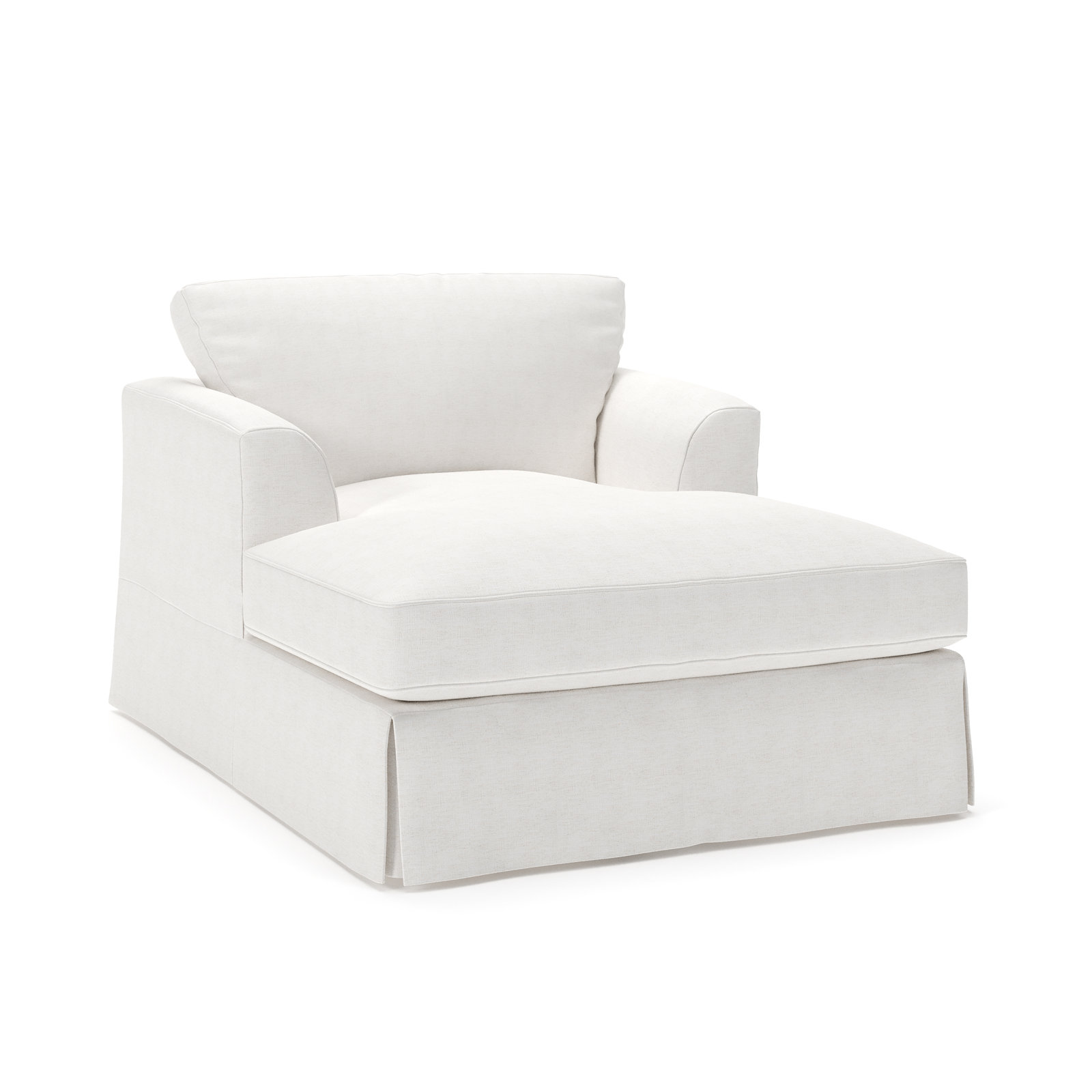 Lucia Upholstered Chaise Lounge, Nomad Snow Crypton® Chenille