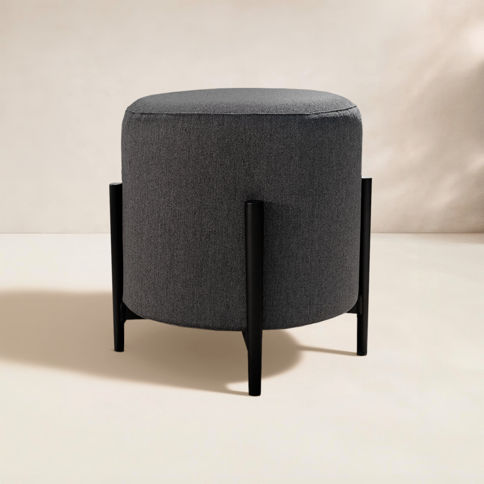 Talita Round Upholstered Outdoor Ottoman, Graphite