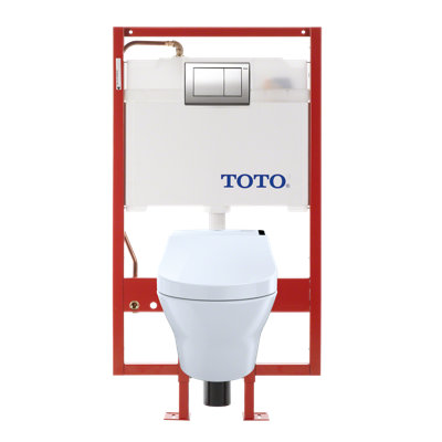 Toilette murale en forme de D TOTO® MH WASHLET + ® et siège de bidet C200 WASHLET®, double chasse 1,28 GPF et 0,9 GPF avec alimentation en cuivre, blanc coton