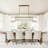 Longinus 38'' 5-light Modern Antique Gold Rectangular Dining Chandelier With Fluted Glass Panel Shade