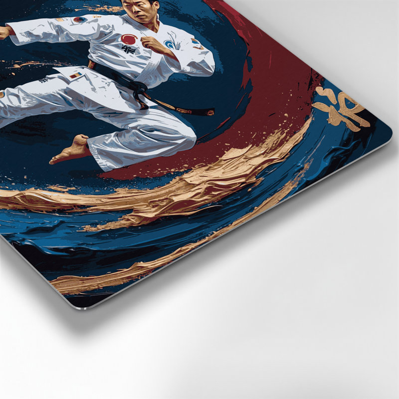 Sports Taekwondo Grey Metal Wall Art