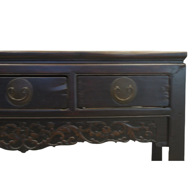 Bureau 3 tiroirs Antique avec repose-pieds glacé craquelé