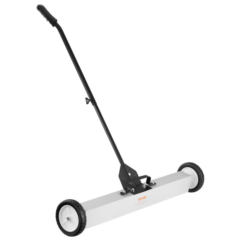 Balai magnétique à roulettes de 55 lb avec roues, balai ramasseur magnétique à poussoir, grand balai ramasseur magnétique de 24 pouces avec poignée télescopique, nettoyage facile de la cour de garage de l'atelier