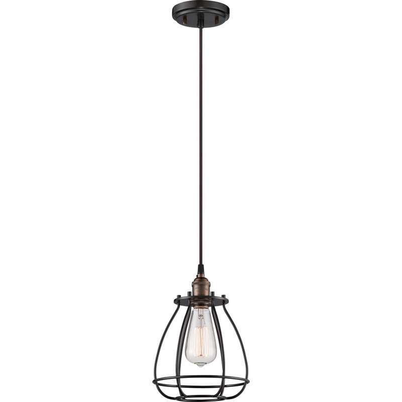 Luminaire suspendu géométrique 1 lumière Shanon, Bronze rustique