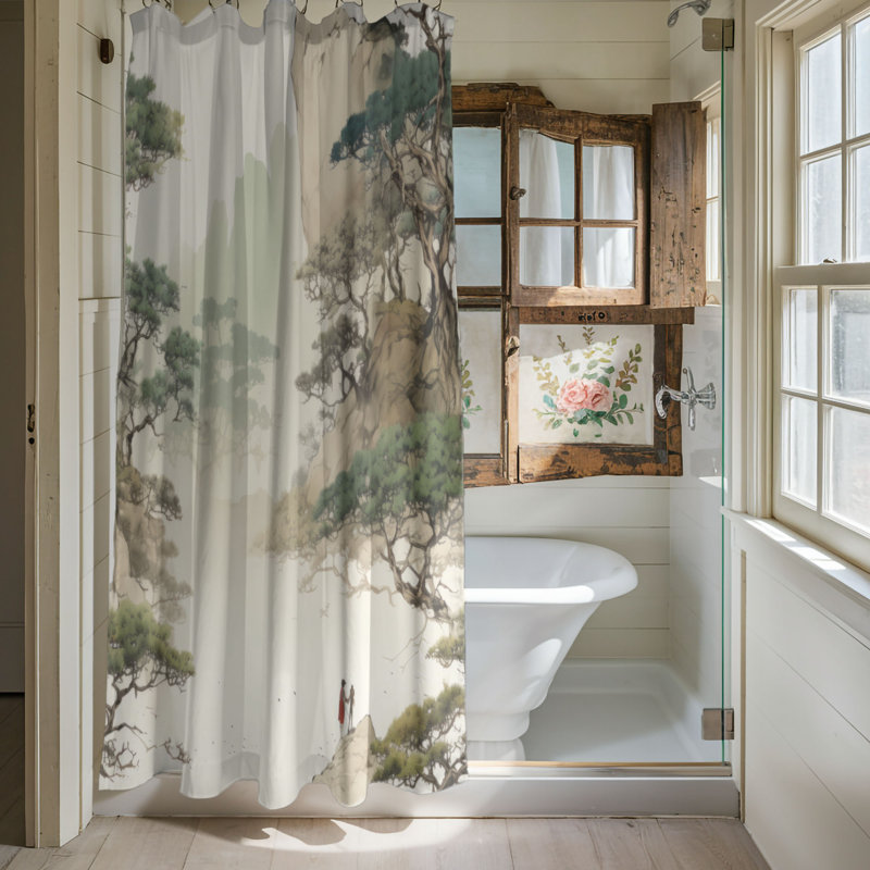 Old Woodland - Rideau de douche Premium, H 74 po x l 71 po
