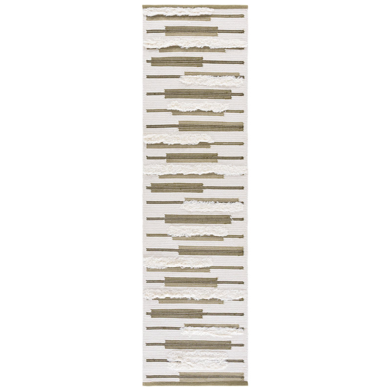 Kenya Hand Woven Wool;Cotton Striped Indoor Rug, Runner 2'3" x 8'