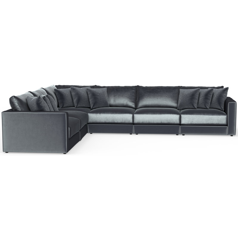 Canapé modulaire 6 pièces Nyrie, Bleu / polyester gris