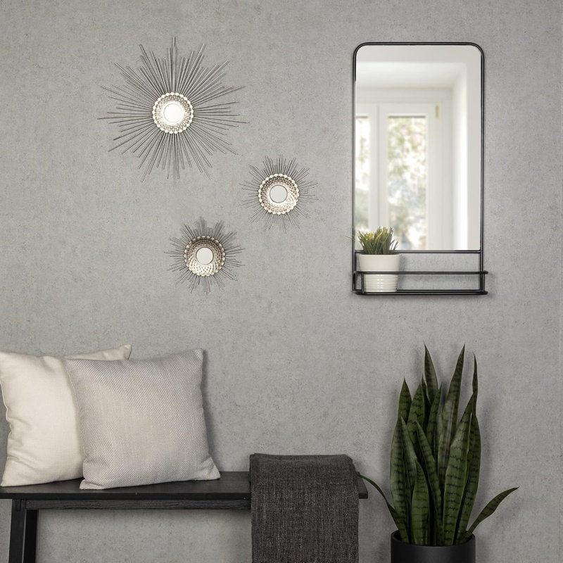 Modern Set of 3 Silver Starburst Wall Décor