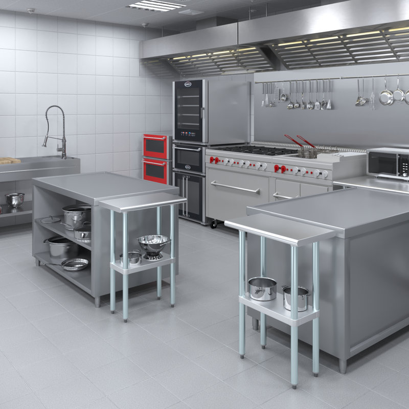 24" Stainless Steel Utility Work Table with Galvanized Shelf