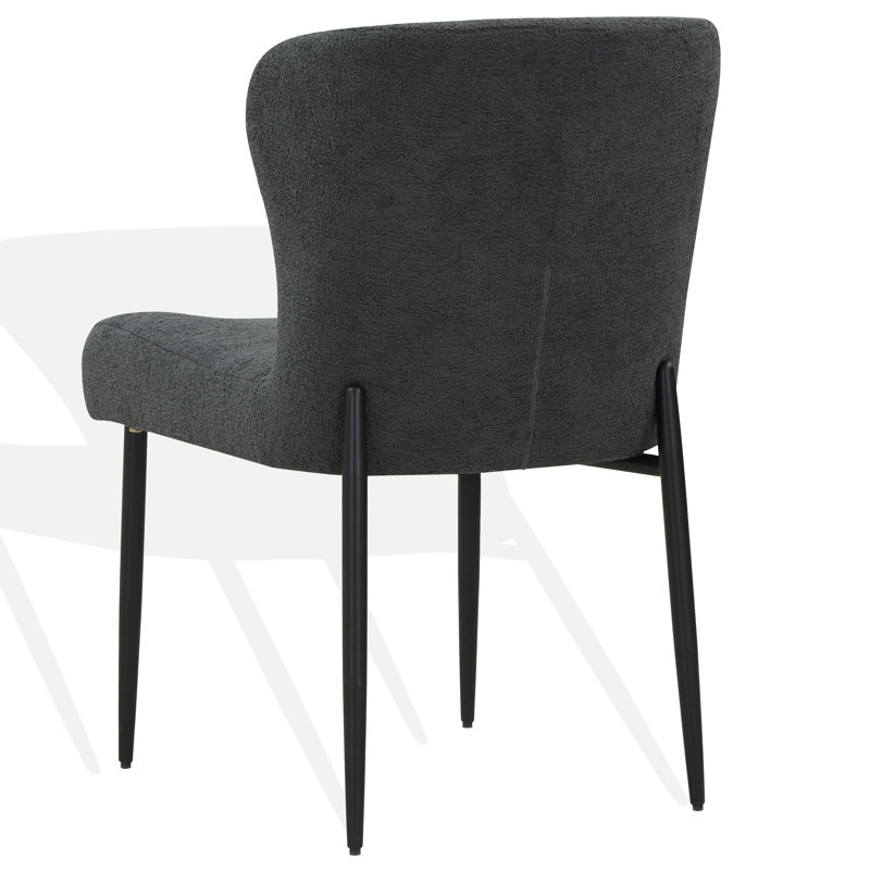 Estrella Boucle And Metal Legs Dining Chair, Dark Gray
