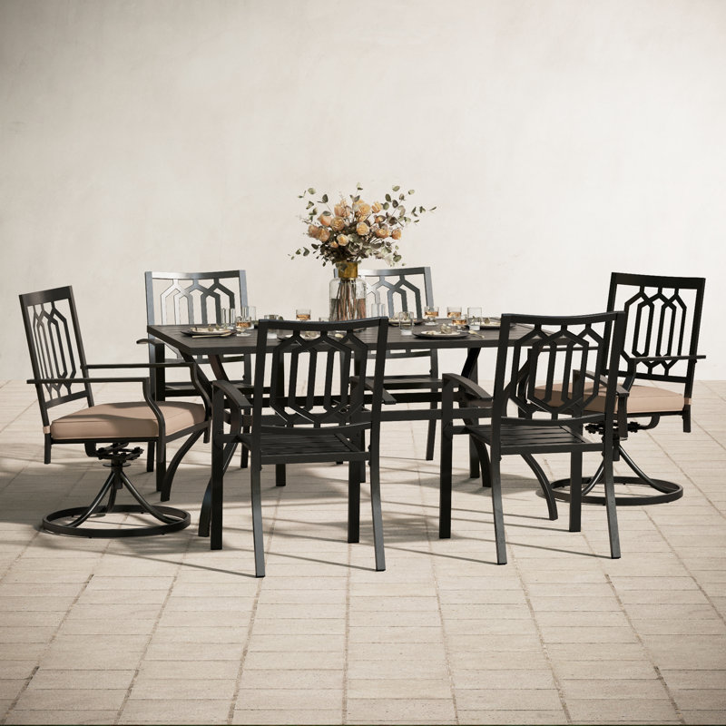 Leonard 6 - Person Patio Dining Set with Rectangular Table , Cushions Included
