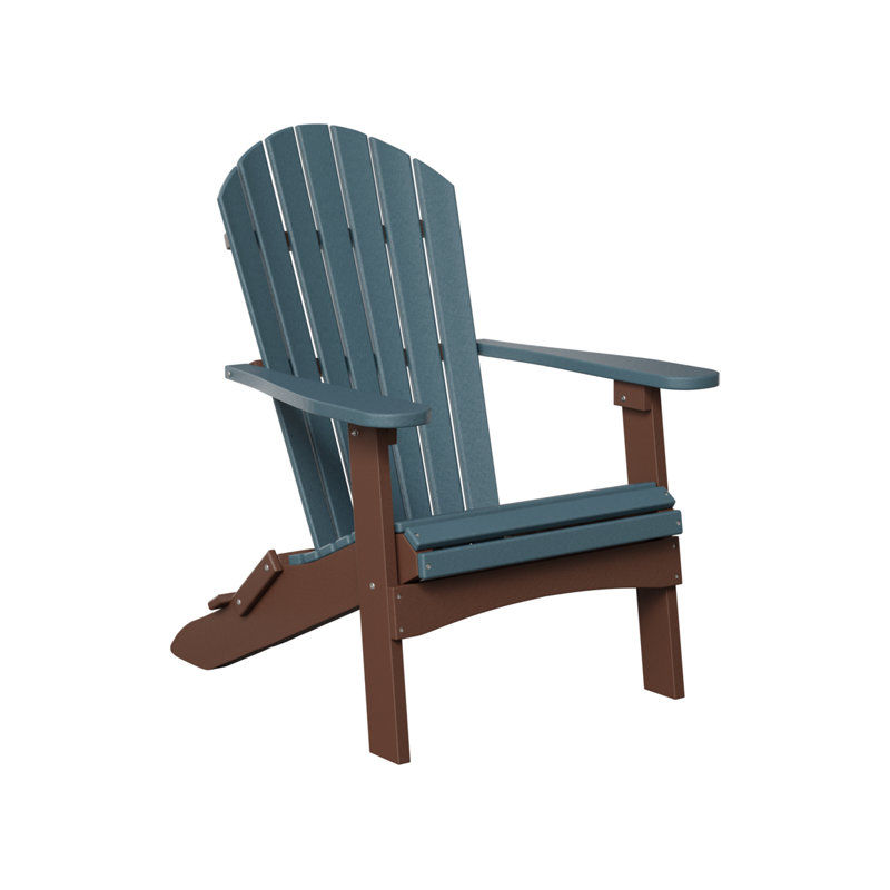 Berlin Gardens Comfo Back Folding Adirondack Chair, Slate/Chocolate Brown