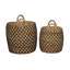 Handmade Coastal Wicker Basket With Handles - Set of 2