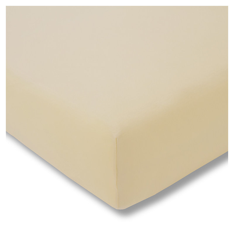 Cotton Blend Jersey Knit Fitted Sheet, 100cm x 200cm, Natural