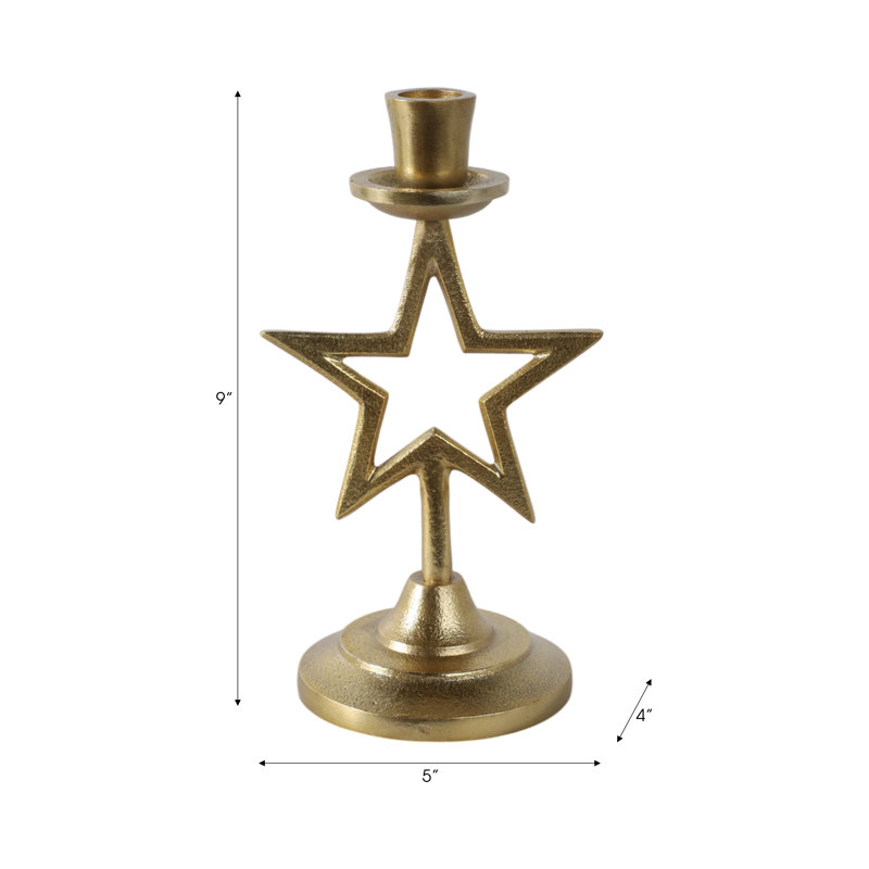 Sagebrook Home 9X5" Star Taper Holder, Gold