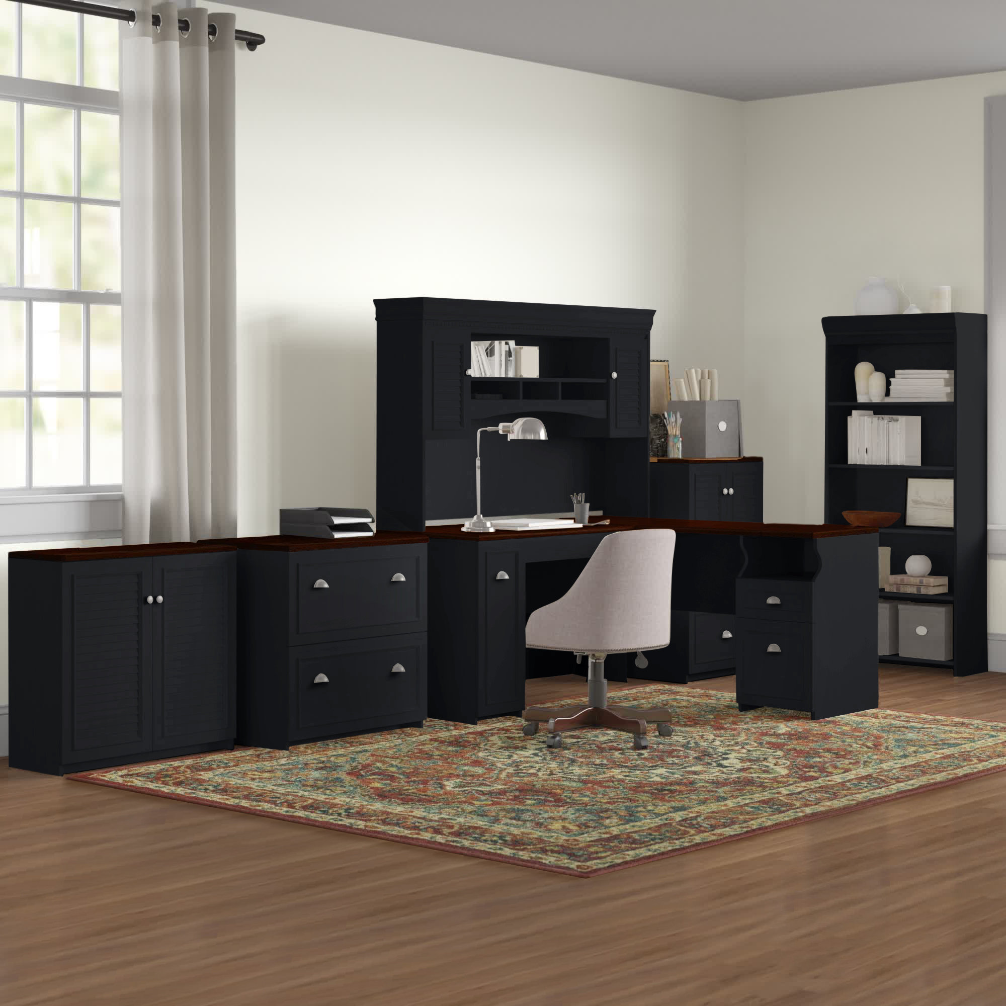 Laurel Foundry Modern Farmhouse Huckins 5 Piece L-Shape Computer Desk ...