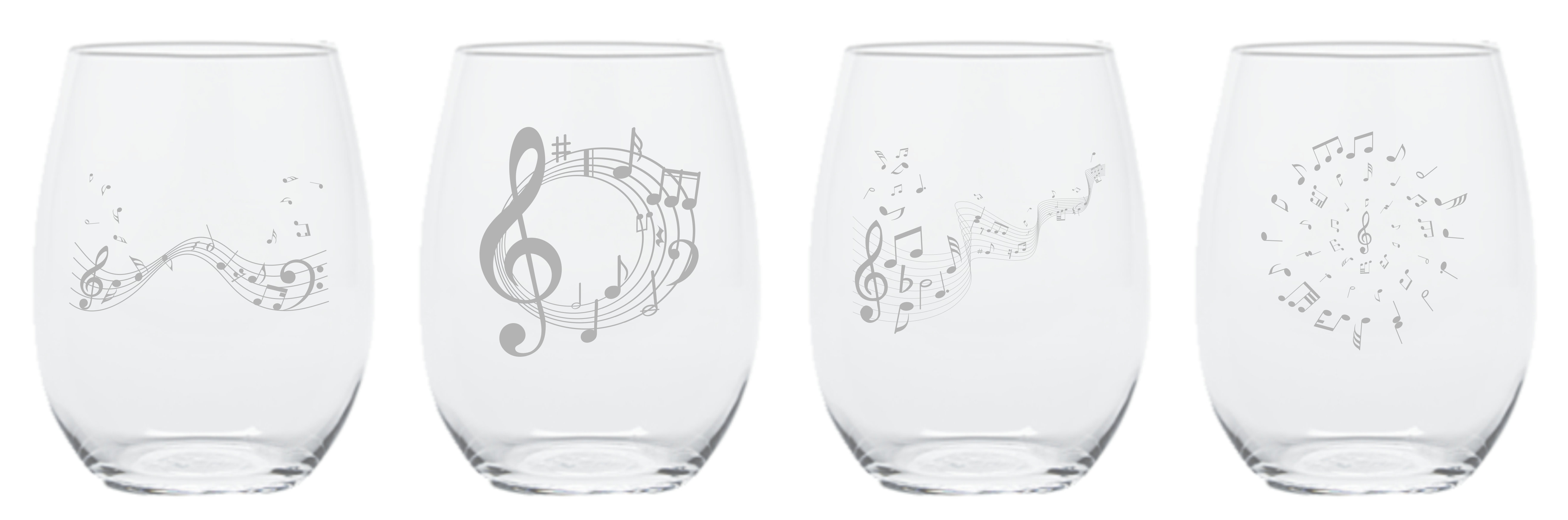 Wildon Home® Eburnean Musical Notes 4 Piece 17 oz. All Stemless Purpose ...
