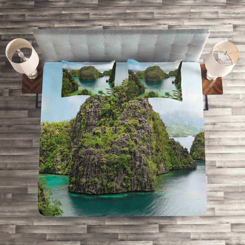 Island Rustic Polyester Coverlet, King Bedspread + 2 Shams