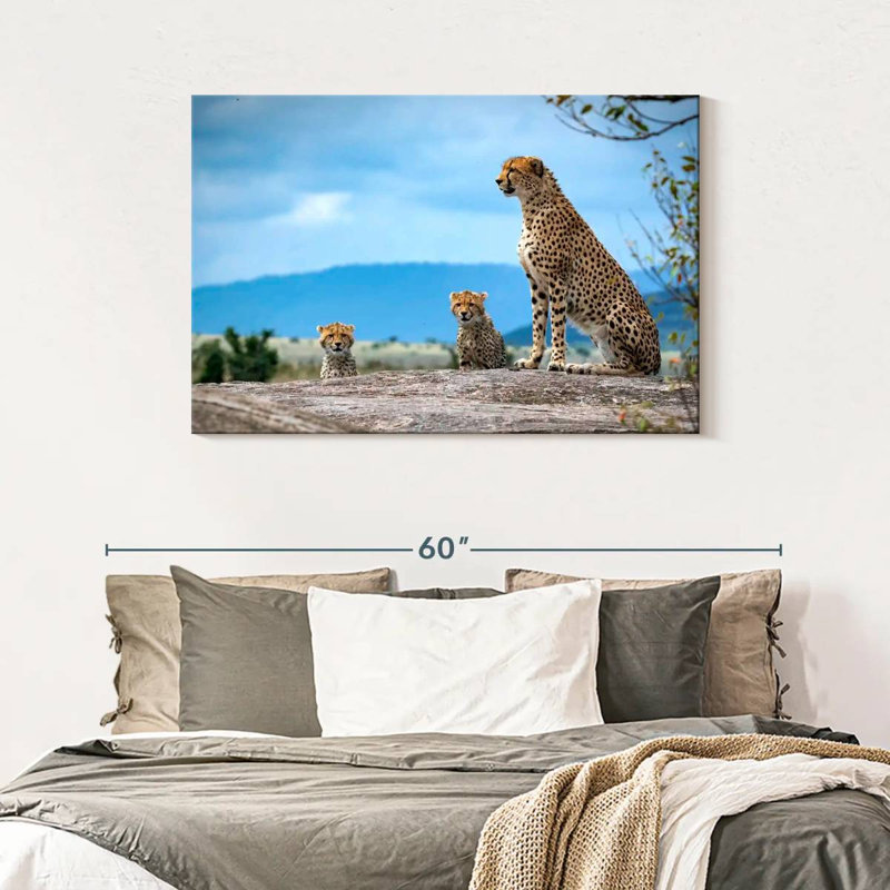 Cheetah And Cubs, 30" H x 45" W