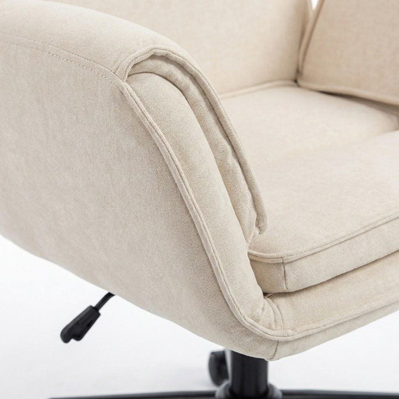 Chaise de bureau ergonomique rembourrée en tissu avec accoudoirs réglables