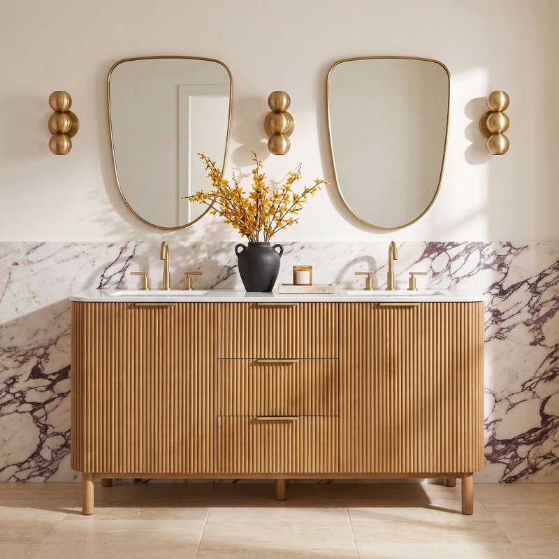 Nova 66" Marble Top Double Sink Vanity