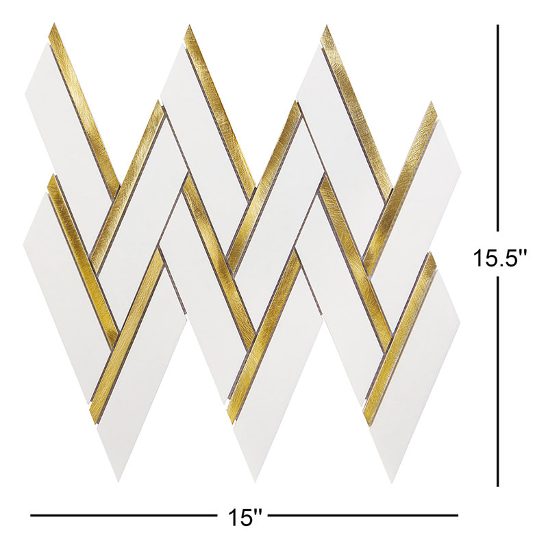 Thassos Random Sized Herringbone / Chevron Mosaic Wall & Floor Tile