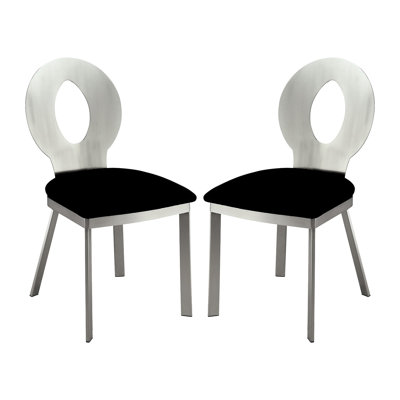 2 pièces en tissu + chaises d'appoint en métal, noir et argent, siège rembourré, dossier ovale pour la salle à manger 2 pièces en microfibre, rembourré