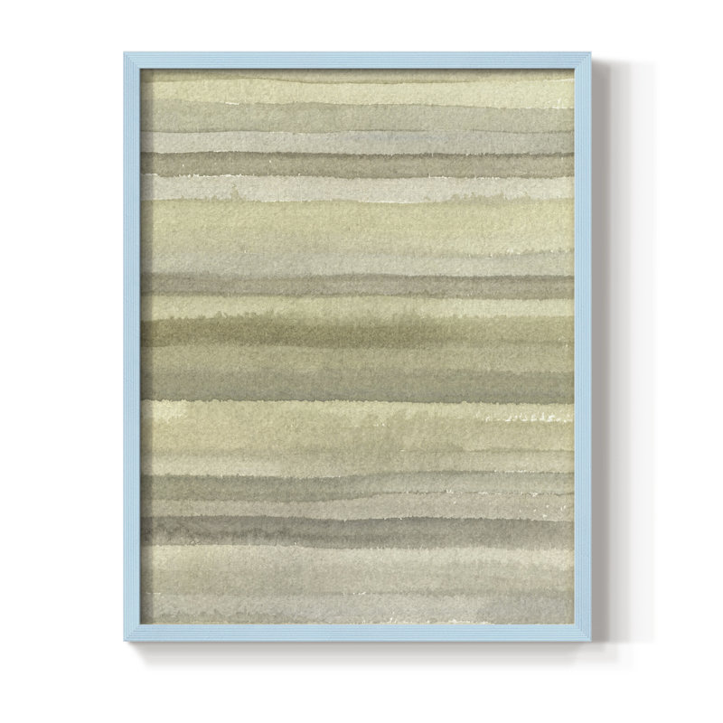 «Lines in Neutral I», reproduction encadrée - bois massif, Bleu, H 10 po x l 8 po