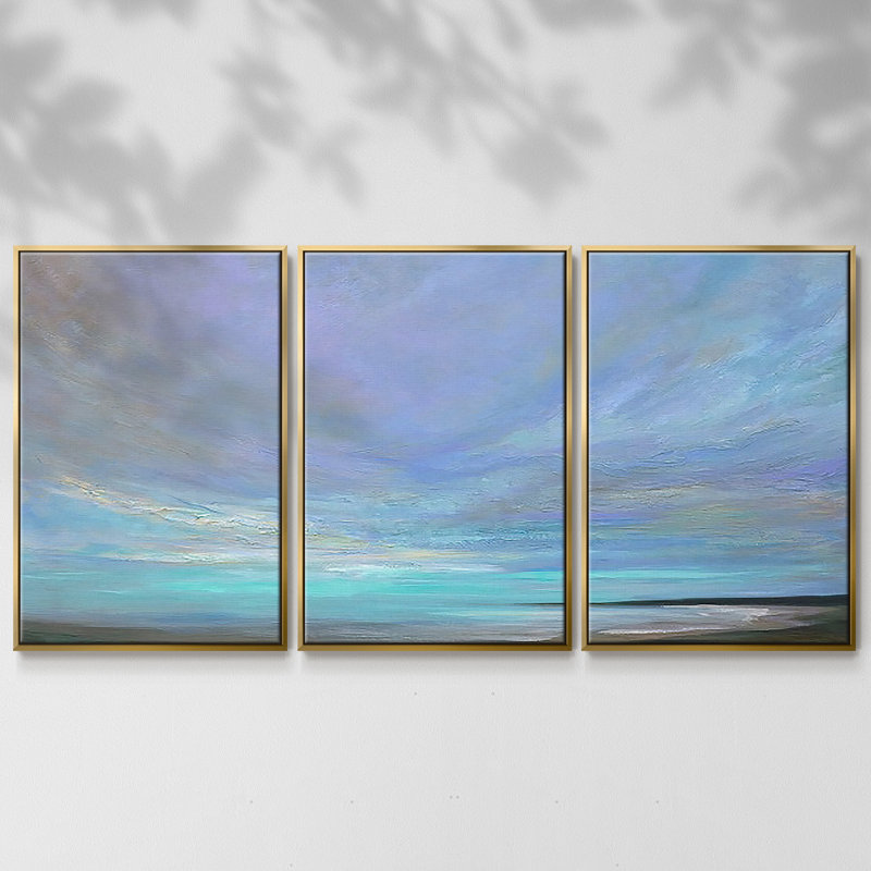Coastal Views III 3 pièces, H 36 po x l 75 po, Encadrement doré