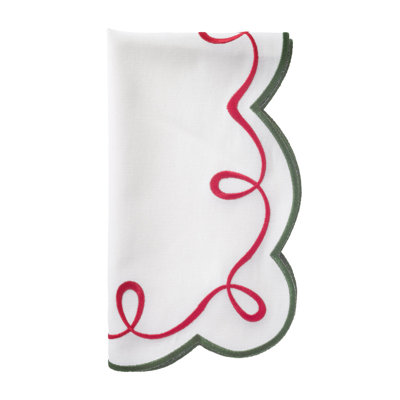 Ribbon Twirl Cotton Blend Scalloped Napkins
