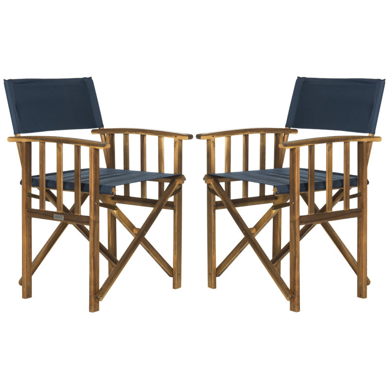 Fauteuil de patio Woodacre, Naturel / bleu marine