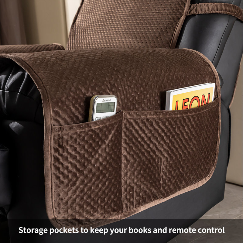 Housse pour fauteuil inclinable à coussins carrés/rectangulaires, H 96 po x l 23 po x P 20 po, Velours chocolat