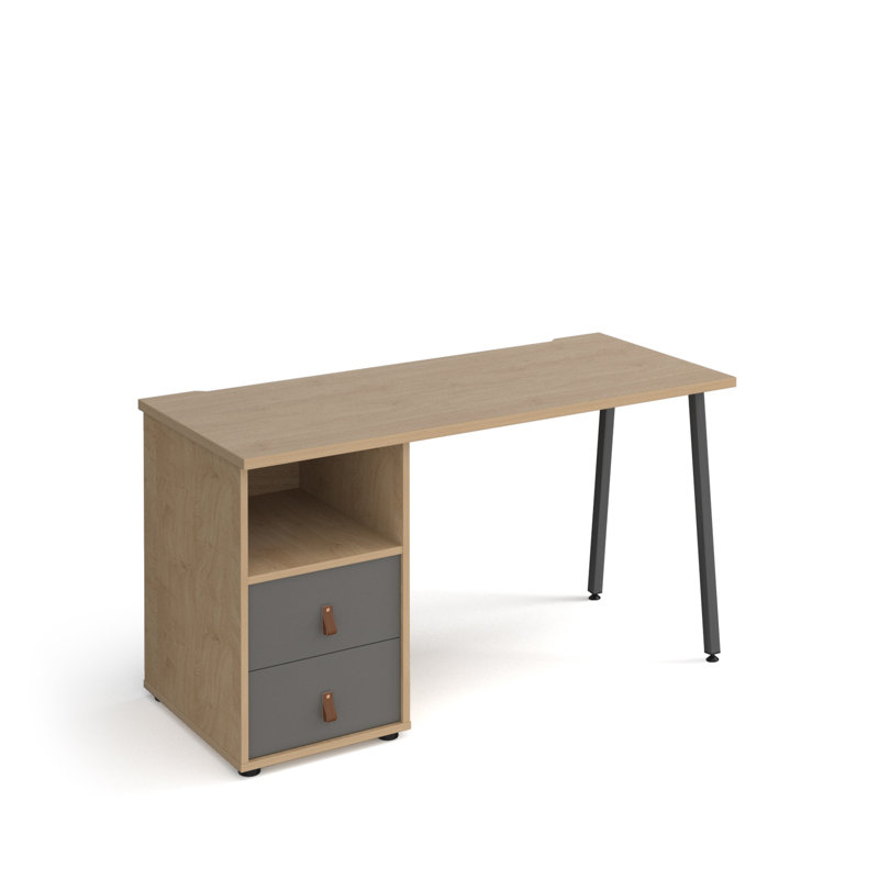 Metal Base Computer Desk, Kendal Oak/Grey