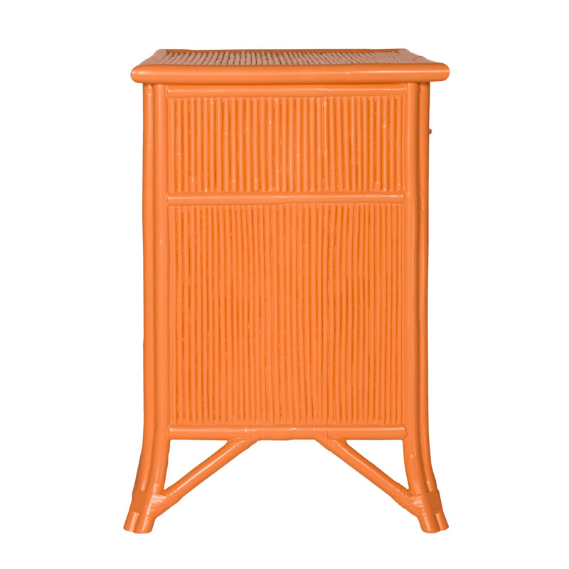 1 - Drawer Rattan Nightstand, Citrus Orange