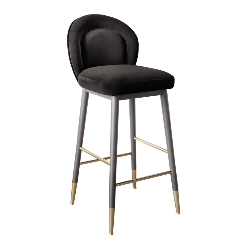Tabouret de comptoir en velours Lowther Hailey, Gris anthracite, Tabouret de bar (siège d'une hauteur de 30,3 po)